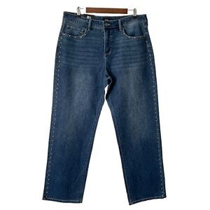 Express Embellished Jeans Women’s  Straight Legged Medium Wash Studs SIZE 12